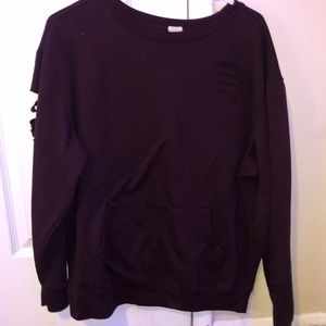 Maroon Ripped Sweatshirt